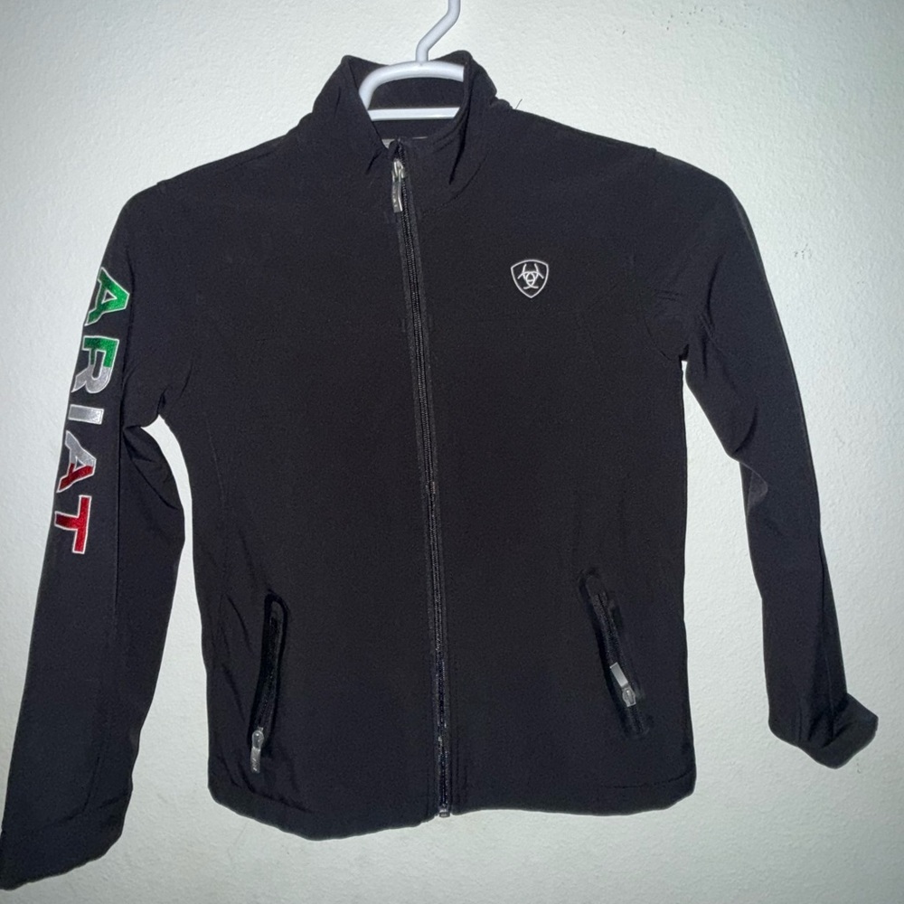 Ariat Black Jacket with Colorful Sleeve Logo